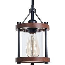 thumbnail image 2 of Lakumu 2-Light Retro Semi Flush Mount Ceiling Light – Rustic Wood & Black Metal Farmhouse Lamp For Hallway, Bedroom, Kitchen 2 of 10
