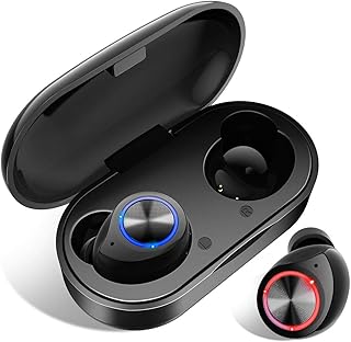 Bluetooth Kopfhörer In Ear, Wireless Noise Cancelling Earbuds Bluetooth 5.0 True Wireless Deep Bass HD-Stereo Headset Ohrhörer Kabellos Sport Touch-Control Earphone Automatische Kopplung (Schwarz)