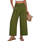 Lepunuo High Waisted Wide Leg Palazzo Pants for Women Summer Beach Vacation Lounge Trousers with Pockets 2026 Trendy