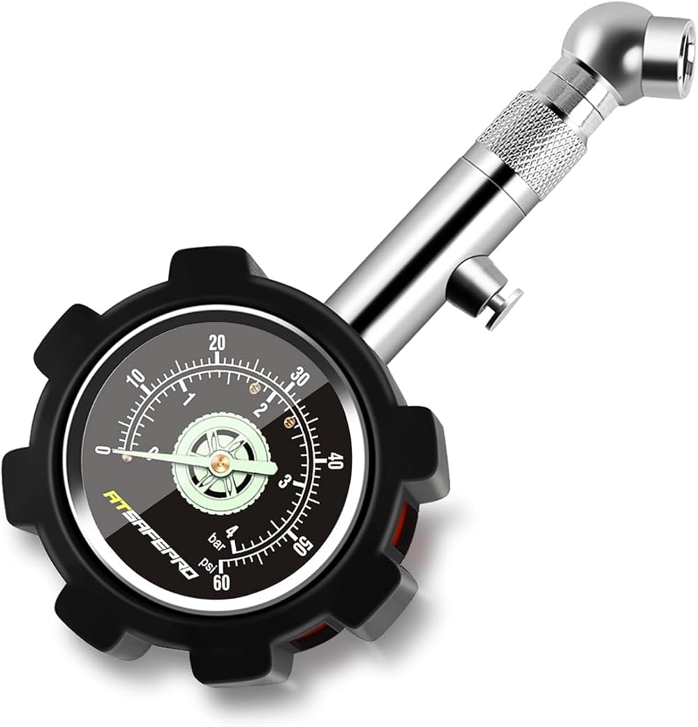 ATsafepro Tyre Pressure Gauge 4 bar 60 psi Dial 1.5in ANSI B40.1