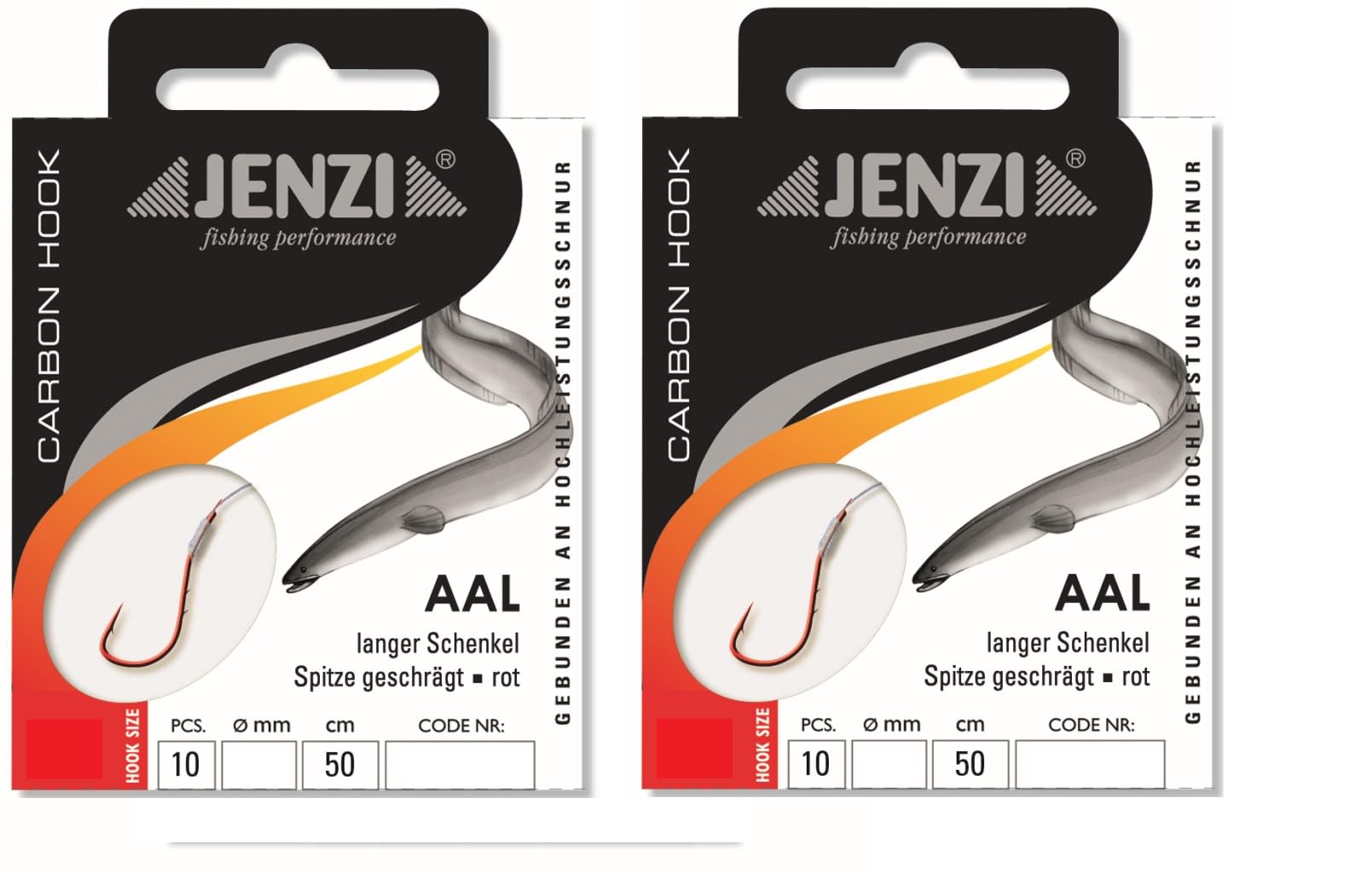 Set: 2 packs of tied eel hooks by Jenzi, (20 pieces) on mono string leader ready + free Petri heil! sticker. (hook size #2)