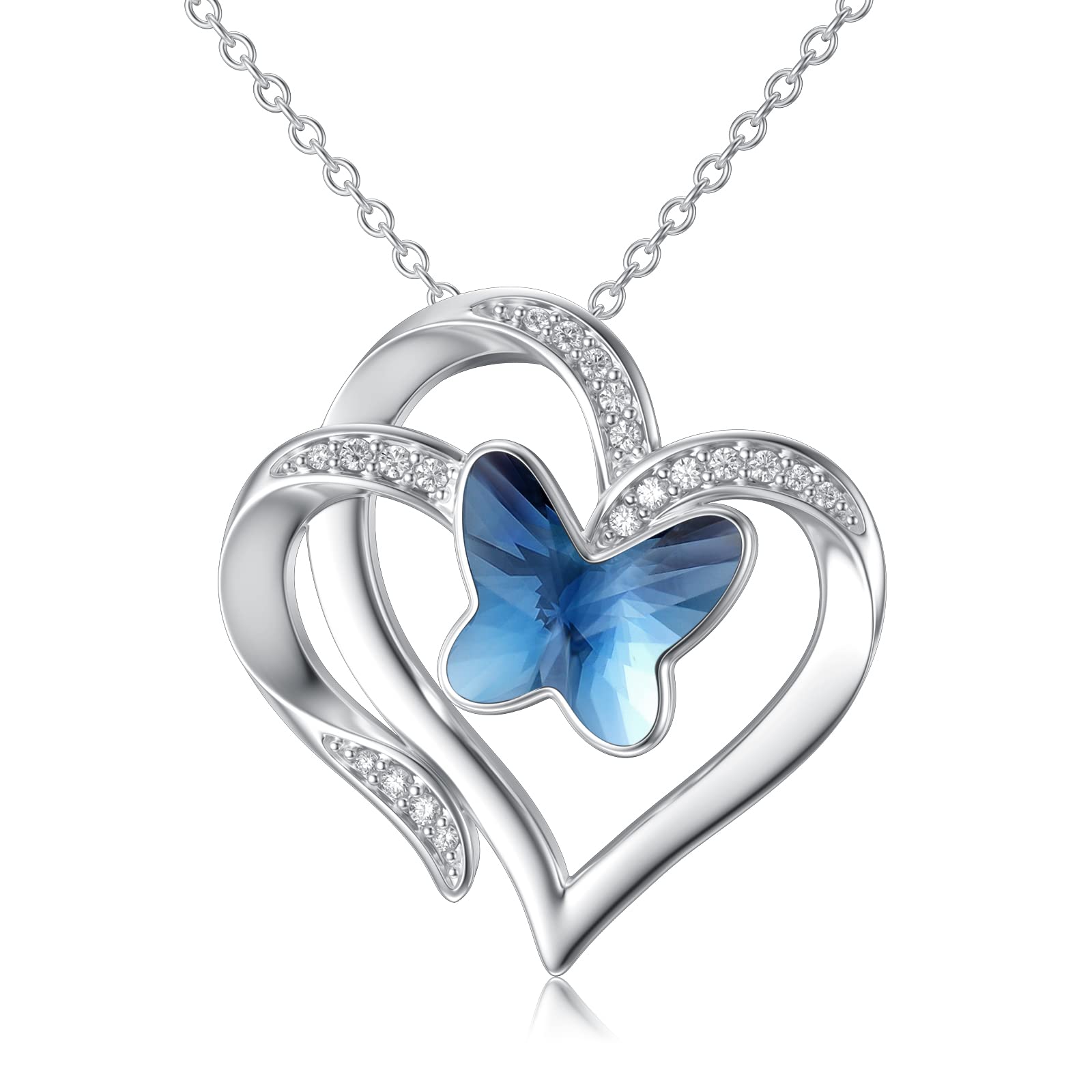 MUUYON Butterfly Silver Necklaces for Women with Crystal Necklaces Choker Necklaces for Women Jewelry Gifts for Mom Daughter Friends