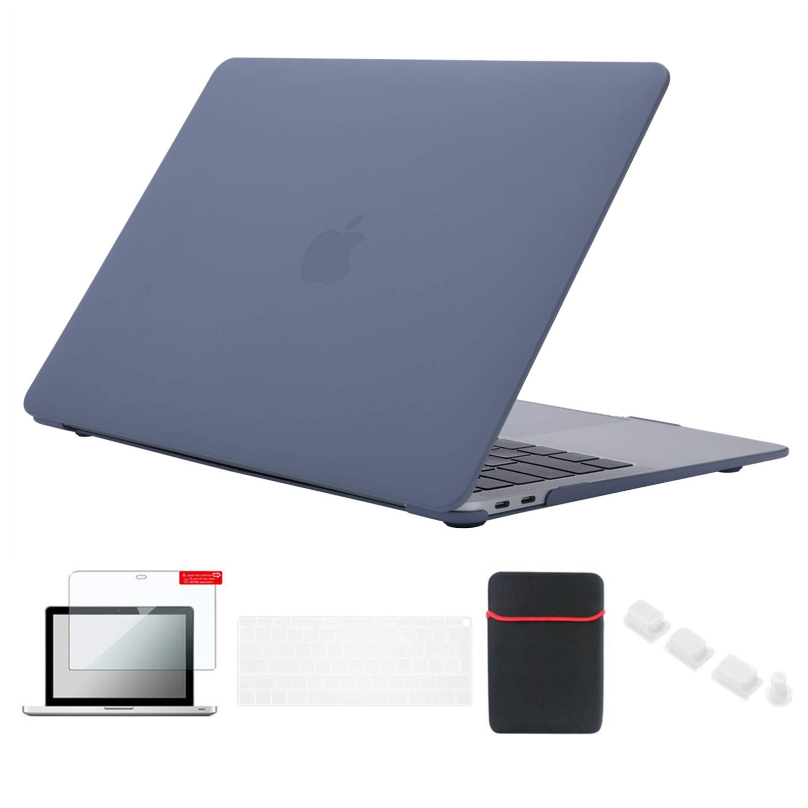 Se7enline compatible with MacBook Air Case 13 Inch Hard Cover for 13-Inch Touch ID A1932/A2337/A2179(2024 2023 2022 2021 2020 2019 2018)&Sleeve,Keyboard Cover,Screen Protector,Dust Plug,Lavender Gray