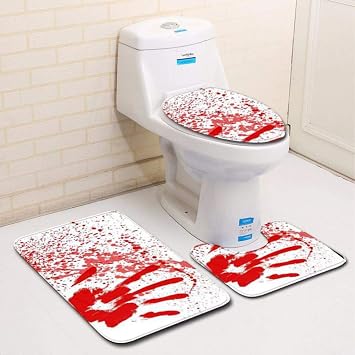 Taottao Blut Handabdruck Badezimmer Toilette Drei Stuck Bodenmatte