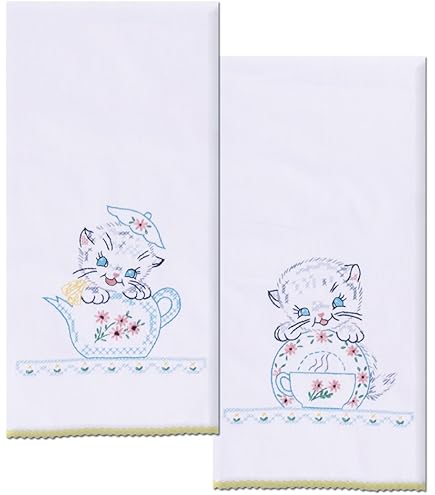 Jack Dempsey Needle Art – Kit Asciugamani Decorativi Da Ricamo Highland Cow (2 Pezzi) – Tessuto 43x71cm - 2