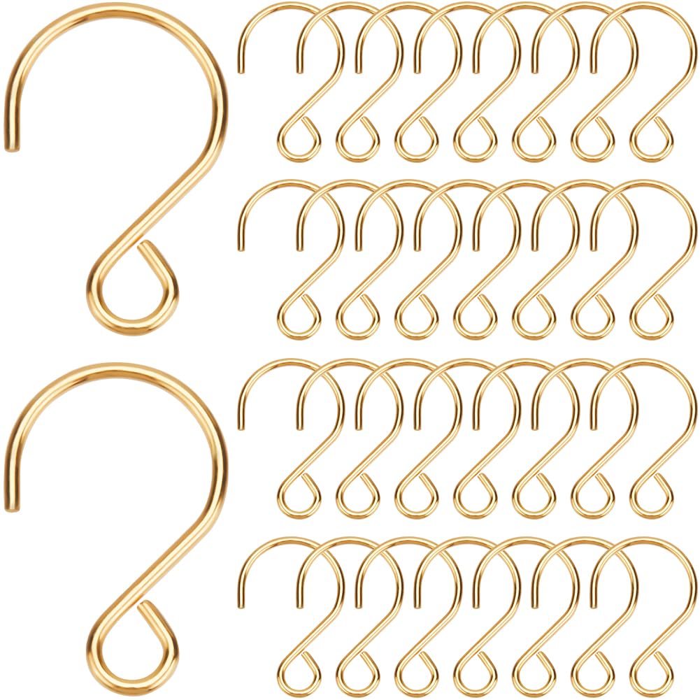 SOFPLATE 1 Box 300pcs S Shaped Hooks Small Stainless Steel S Hooks Metal Wire Mini Golden S Shape Ornament Hanger Hook Connectors for Hanging Crystal Chandelier Christmas Day Tree Jewelry DIY Crafts