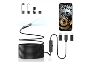 Dual Lens Endoscope Camera - Colofree 1920P HD Borescope with 8 Adjustable LED Lights, IP67 Waterproof Inspection Camera, 16.