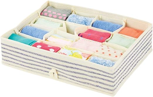 Amazon.de: mDesign Schubladenbox mit Streifenmuster – Box mit 16