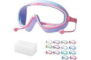 Splashy Eyes Goggles Kids, Large Frame Waterproof and Anti-Fog Swimming Goggles, Increases Field of View by 50%