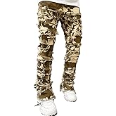 Jeans for Men Stretch Fit Skinny Stacked Ripped Destroyed Jeans Slim Fit Patch Y2K Denim Pants Slim Fit Trousers Streetwear Camo