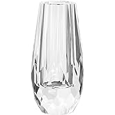 Kitcom Small Flower/Bud Crystal Vase Decorative Vases for Home or Wedding, Outline Dimensions W2.4''xH4.7'', Clear with Gift Box