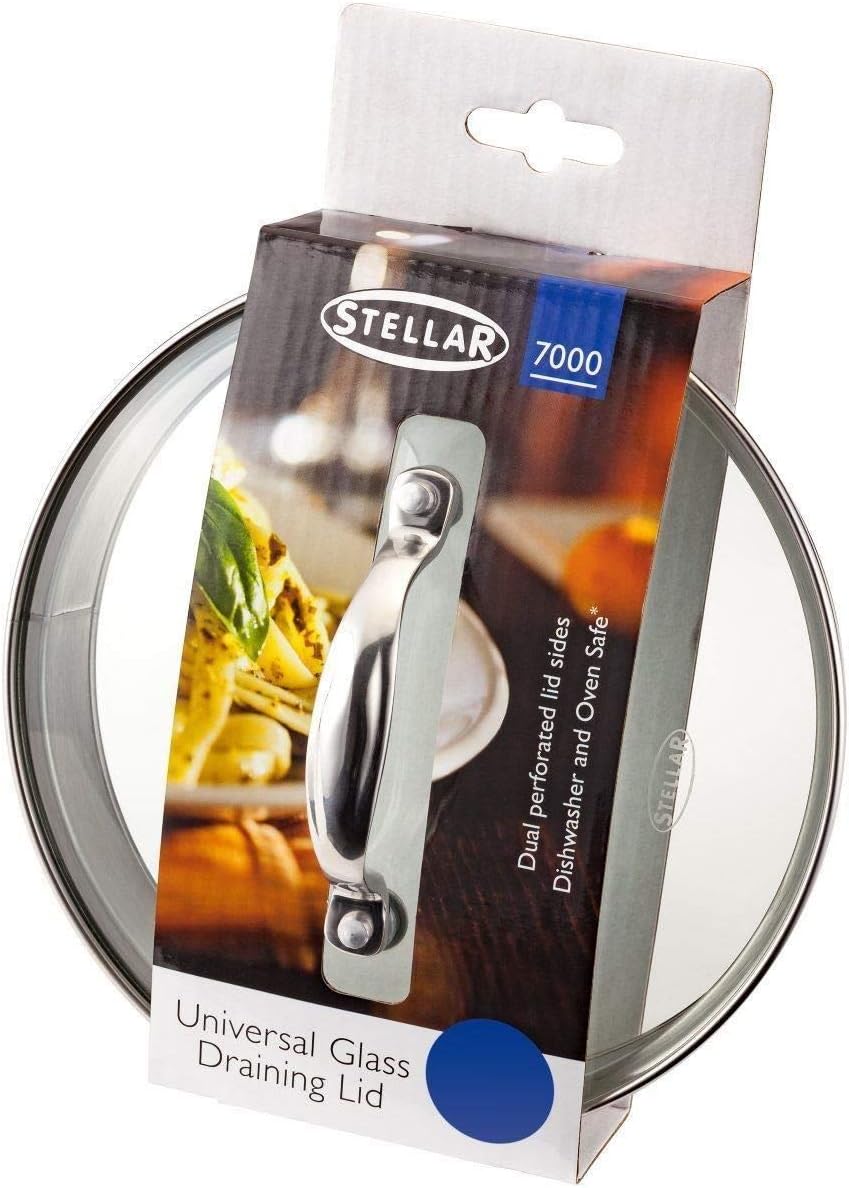 Stellar 7000 Universal Glass Pan Saucepan Lid Draining