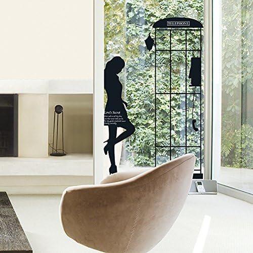 Parisian Woman Silhouette Phonebooth Wall Decal 20 x 28in
