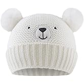 JANGANNSA Cute Bear Baby Beanie Pompom Baby Boys Hat Infant Toddler Winter Knitted Beanies for Girls