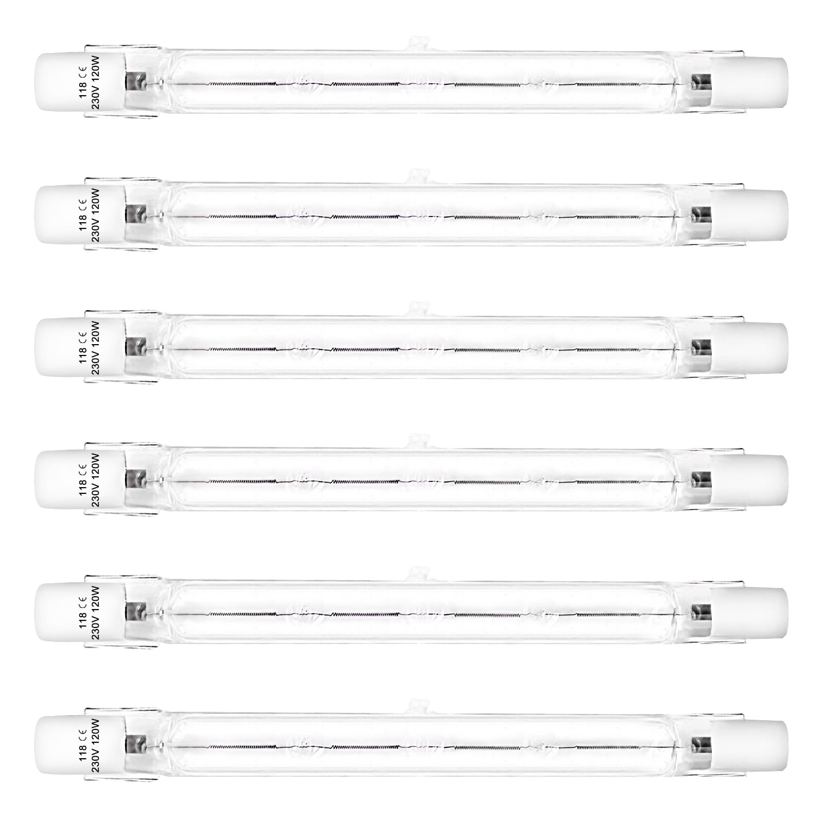 LedWekei Halogen Light Bulbs - T3 r7s Halogen Bulb 118mm 120w, J Type t3 Bulb Warm White 2700K Double Ended for Work, Security, Landscape Lights, Floor Lamps (6 Pack)