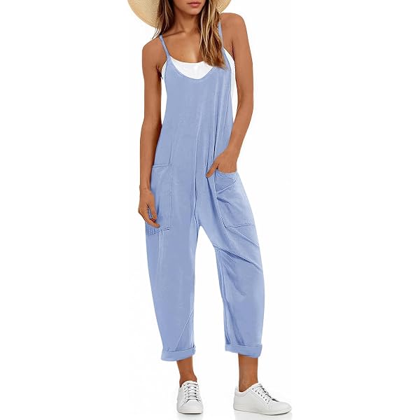 Oplxuo Womens Plus Size Wide Leg Jumpsuit Loose Cotton