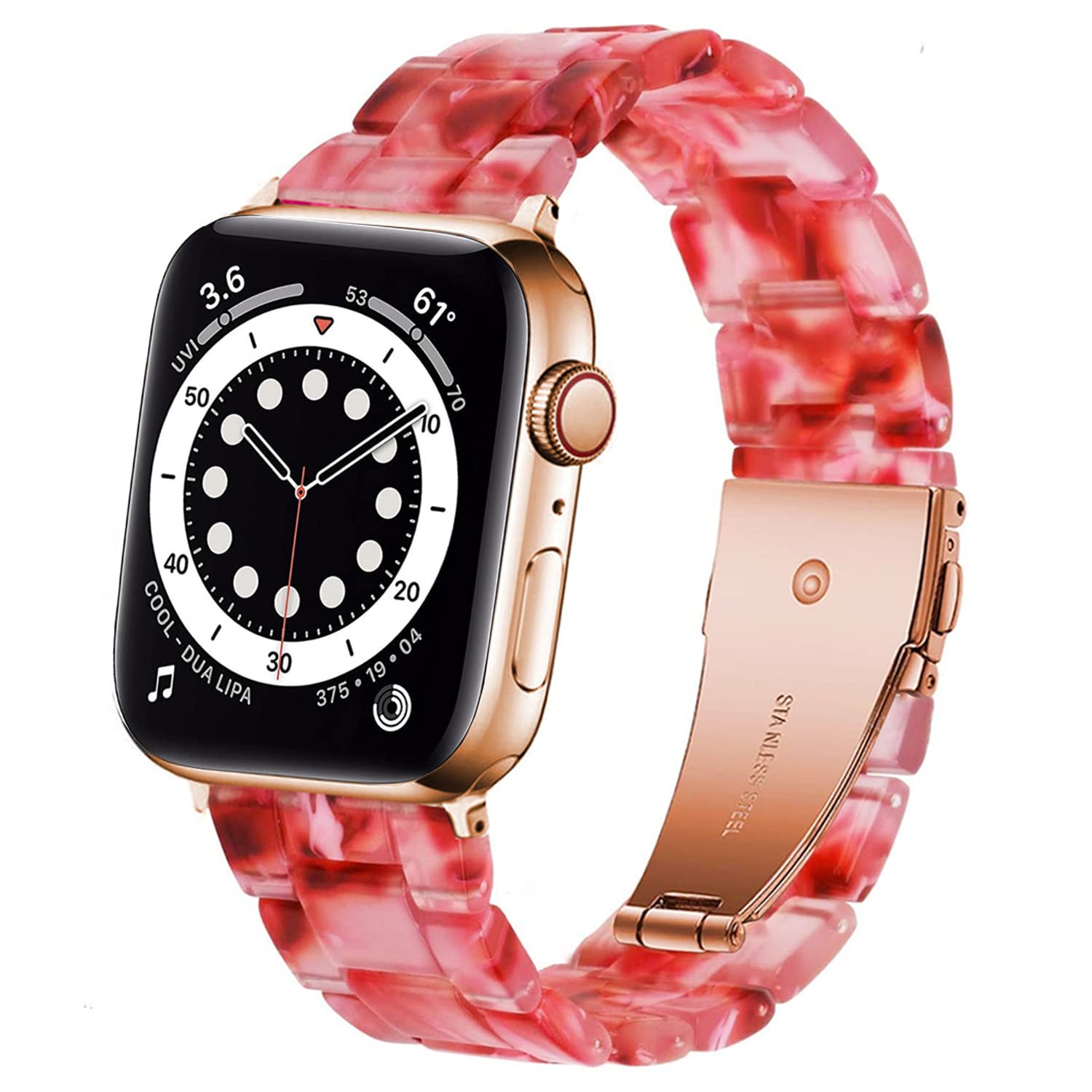 DEALELE Bands Compatible with Apple Watch 49mm 46mm 45mm 44mm 42mm, Colorful Resin Replacement Strap for iWatch Series 10/9 / 8/7 / 6/5 / 4/3 / Ultra/SE Women Men, Peach red