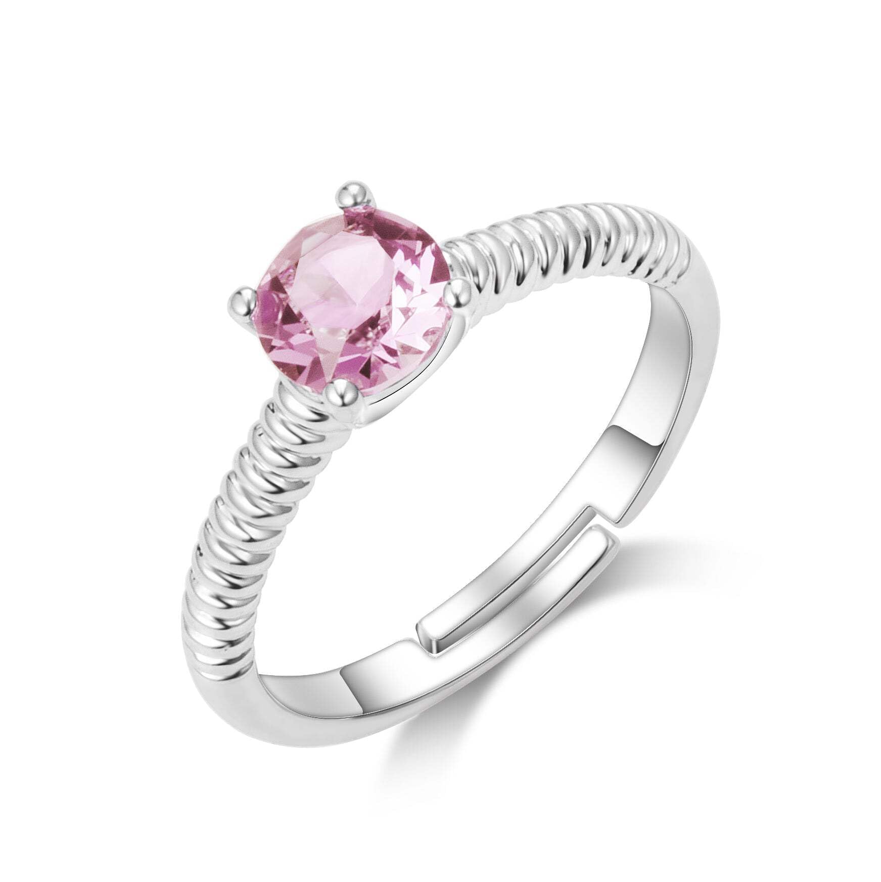 Philip Jones Pink Adjustable Crystal Ring Created with Zircondia® Crystals