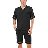 DAVID ARCHY Men’s Summer Pajamas Set Lightweight Breathable Short Sleeve Lounge Set Soft Cotton-Like Pajamas with Pockets