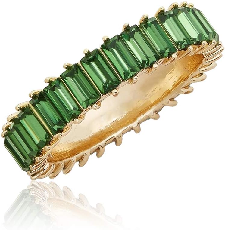 LoyaHyeok Rainbow Bands Rings Cubic Zirconia Eternity Ring Rainbow Cocktails Stackable Rings for Women Exquisite Creative Jewelry