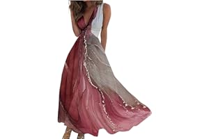 Generic Maxi Dresses for Women 2024 Elegant Wrap V Neck Sleeveless Summer Dress Trendy Floral Print Flowy Beach Dress