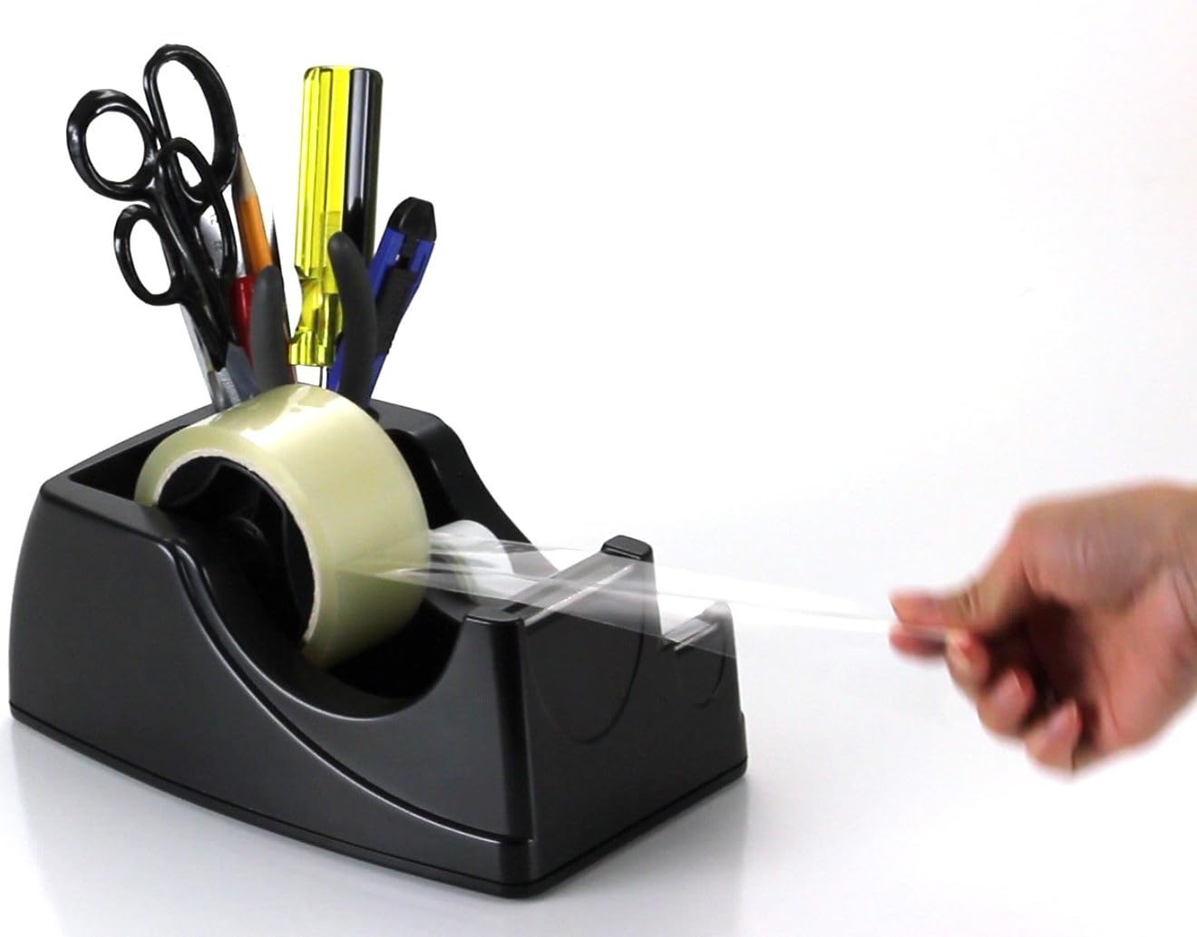 Officemate Recycled 2-in-1 Heavy Duty Tape Dispenser, 1" and 3" Cores, Black (96690) : Packing Tape Dispensers : Office Products