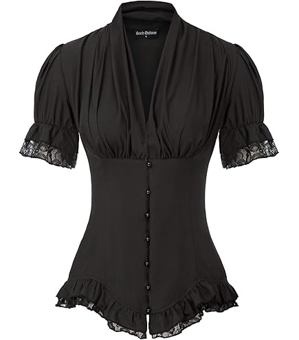 Damen Renaissance-Bluse – Viktorianisches Steampunk-Piratenhemd, Schulterfrei, Mit Puffärmeln, Rüschen & Elastischer Taille, Vielseitig Für Cosplay & Partys
