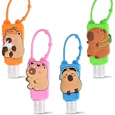 4 Pack Refillable Travel Silicone Bottles Containers Travel Size Holder | Empty, Clip-Filp, Leak Proof Portable for Hand Sanitizer Liquid Soap, Lotion (Capybara)