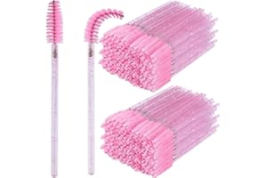 200Pcs Eyelash Mascara Brushes Wands Applicator Makeup Kits with Spiral Design (Crystal Pink)