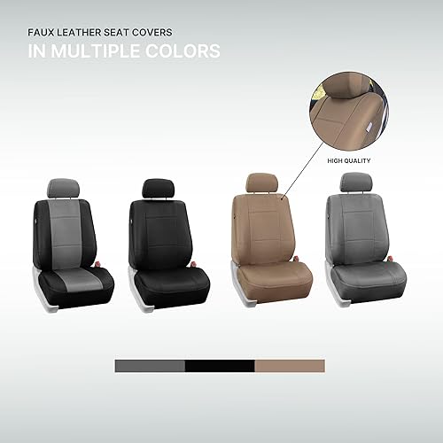 FH Group Front Set Faux Leather Car Seat Cover for Low Back Seat