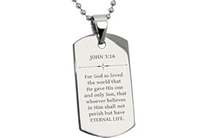 Tioneer Stainless Steel Eternal Life John 3:16 Dog Tag Pendant Necklace