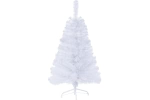 GLOREYAN 3FT Artificial Christmas Tree White Tabletop Christmas Tree with Metal Stand Mini Xmas Pine Tree for Party Supplies Indoor Outdoor Holiday Home Decoration(White)