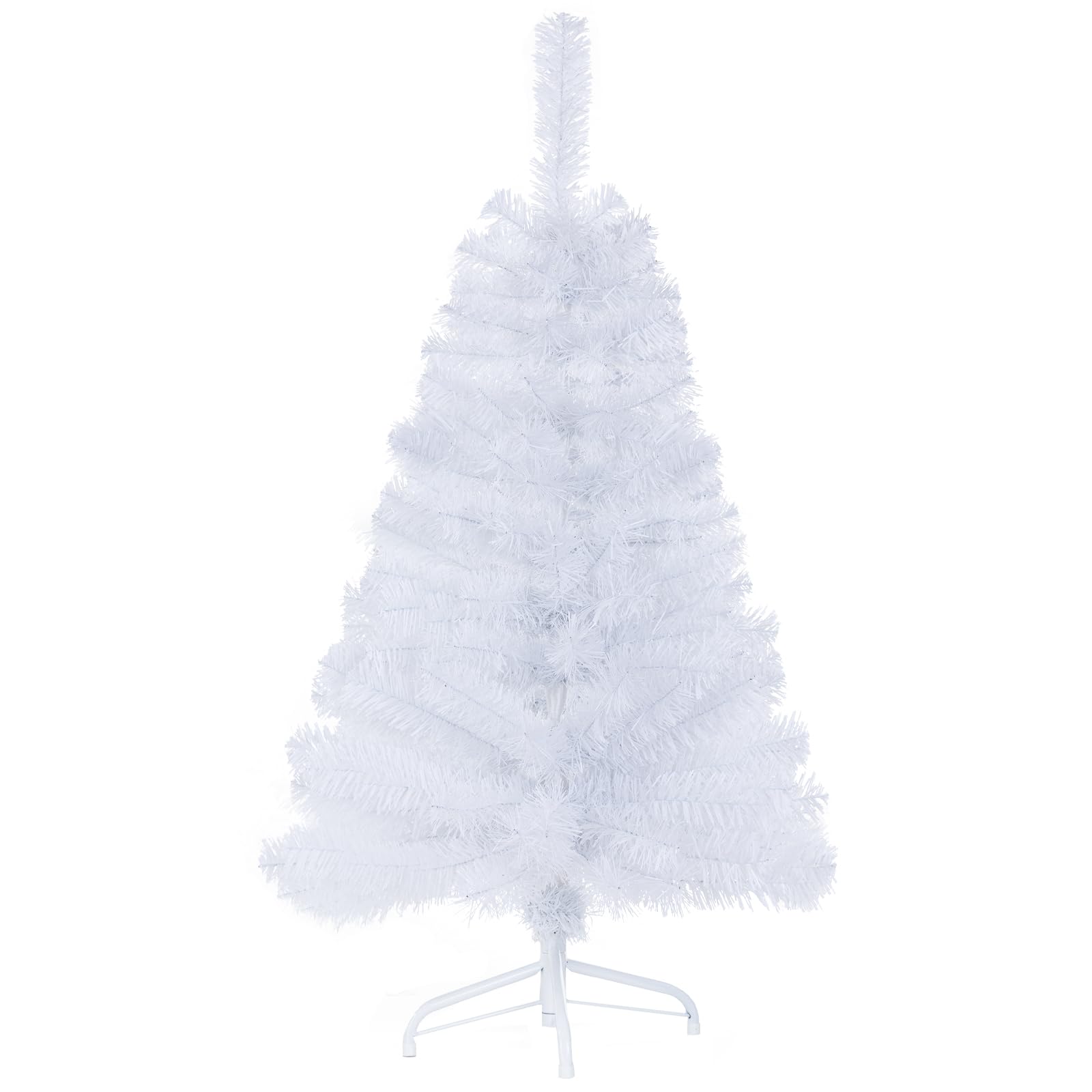Photo 1 of 3FT Artificial Christmas Tree White Tabletop Christmas Tree with Metal Stand Mini Xmas Pine Tree for Party Supplies Indoor Outdoor Holiday Home Decoration(White)