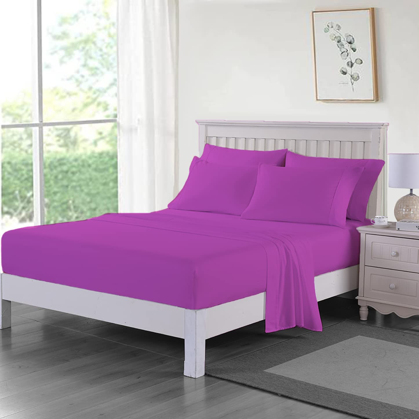 Dazzle Collection ®️100% Egyptian Cotton Sheet 200 Thread Count Bed Fitted Sheet Hotel Quality Bedding Set Soft & Crisp Cotton Caravan Campervan (Single (Fitted Sheet), Fuchsia)