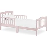 Dream On Me Classic Design Toddler Bed, GREENGUARD Gold, Pink | Slatterd Curved Design, Low to Floor Bed, 2 Safety Guard Rails, Sturdy Wooden Frame, 50 Lb Limit, BSA Verified