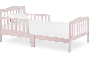 Dream On Me Classic Design Toddler Bed in Pink, Low-to-Floor Wooden Bed with Safety Rails, GREENGUARD Gold & BSA Certified, Non-Toxic Finish