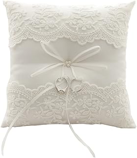 Hochzeit Ringkissen,Ehering-Kissen mit Satinband,for für Ringträger (Stickerei ringkissen)