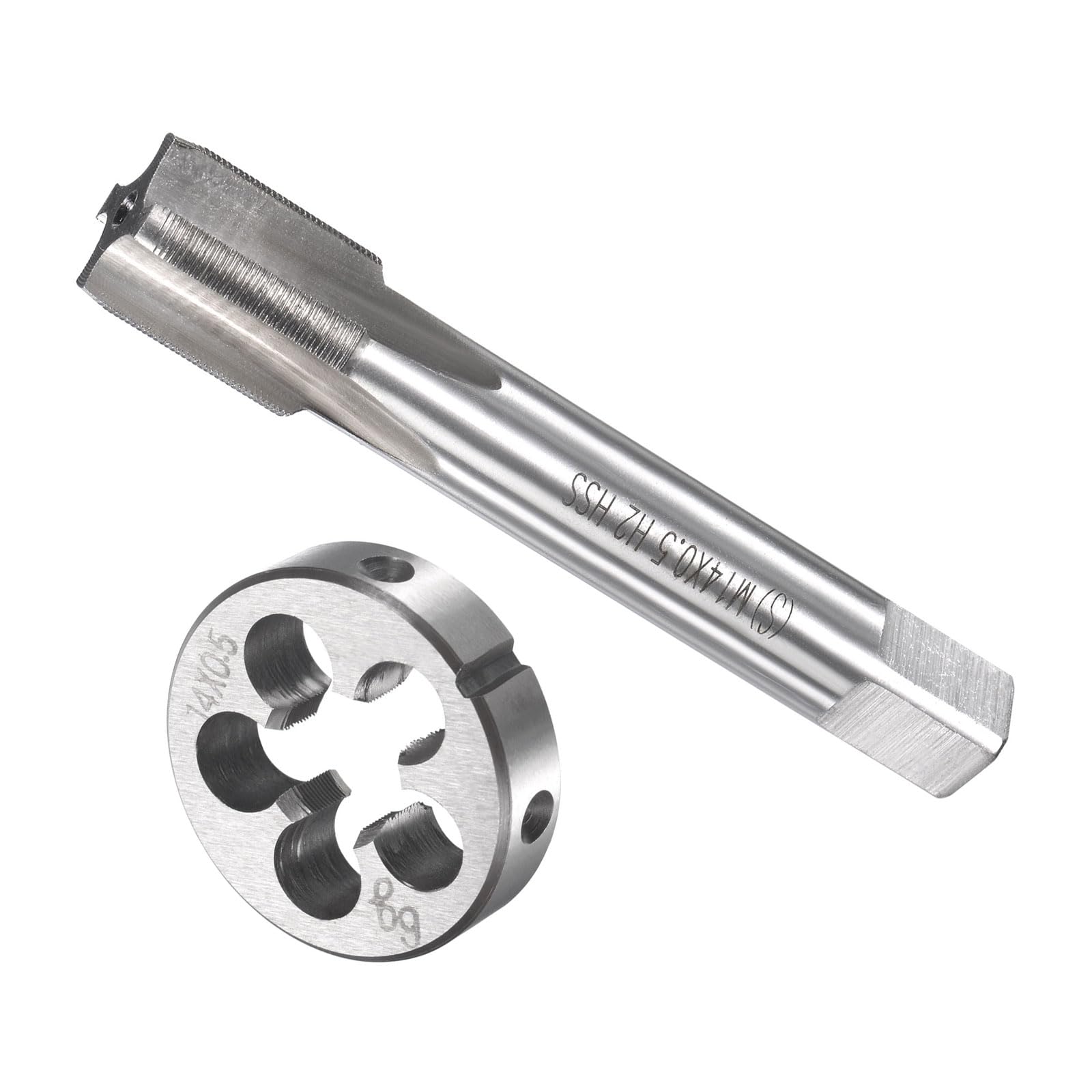 CoCud Tap and Die Set, M14 x 0.5 Thread, Metric High-Speed Steel Machine Screw Tap & Round Die Tool Kit - (Applications: for Threading Tapping Repairing), 1-Set