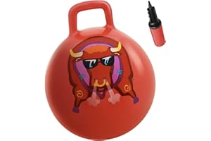 WALIKI Toys Hopper Ball for Kids (Hippity Hop Ball, Hopping Ball, Bouncy Ball with Handles, Sit & Bounce, Kangaroo Bouncer, Jumping Ball, Red, Pump Included) (Ages: 3-6 (18"/45CM))