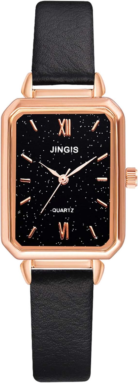 Ladies Fashion Quartz Leather Strap Watch Womens Elegant Rectangular