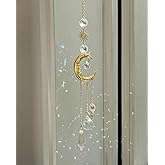 Brezalysia Suncatchers for Windows Hanging Moon Sun Light Catcher Indoor Decor Crystal Prism Sunlight Rainbow Maker