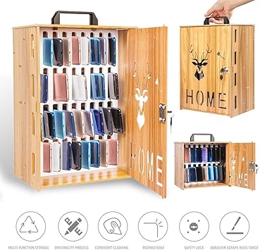 chlius Caja de Almacenamiento para Teléfono, Gabinete de Madera para