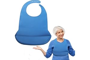 Tiwerlfe Silicone Adult Bib, Adjustable and Washable Bib for Men & Women, Waterproof for Elderly with Crumb Catcher