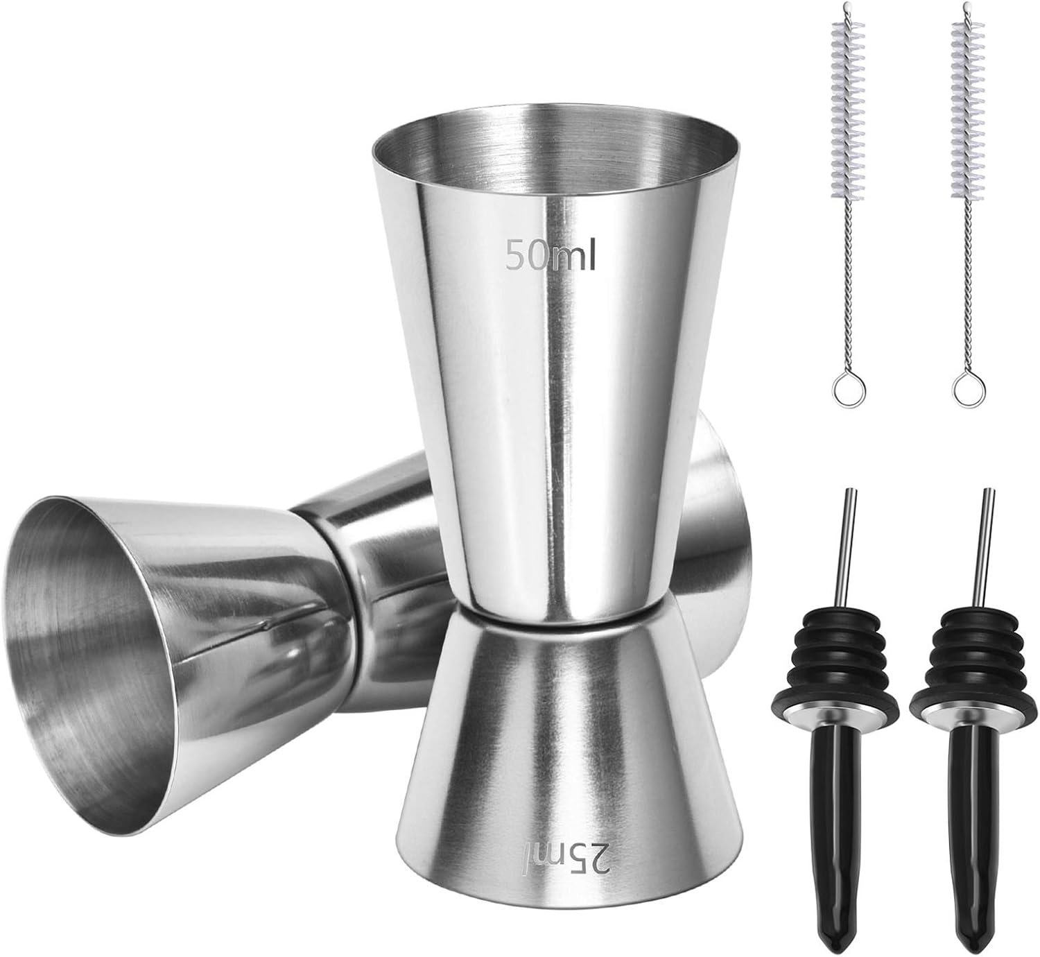 Spirit Measures 25ml 50ml, 2Pcs Stainless Steel Shot Measure Drinks