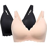 Momcozy Nursing Bras for Breastfeeding, Seamless Pregnancy Maternity Bra Wireless Classic Jelly Strip Support Nursing Bra