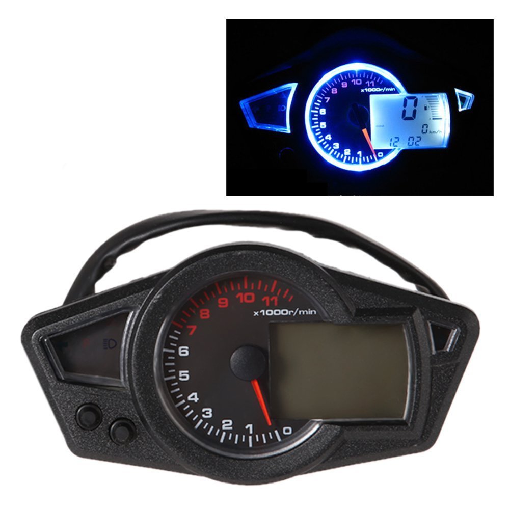 LCD Digital Odometer Speedometer Tachometer Motorcycle for All