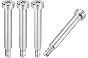 MECCANIXITY 4 Pcs 304 Stainless Steel Shoulder Bolt 8mm Shoulder Dia 45mm Shoulder Length M6x1 Thread Hex Socket Shoulder Bolts for Hydraulic Injection Molding Machinery Industries