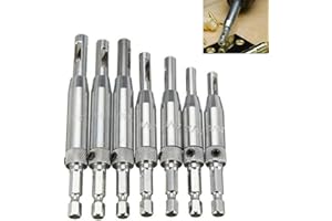 HiYi 7pcs HSS Hex Shank Self Centering Hinge Twist Drill Bits Window Door Screw Hole Saw Woodworking Tool Set