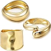 OXWIND Chunky Gold Bracelet - 3pcs Gold Cuff Bangles for Women Trendy Cuff Bracelets Wide Thick Gold Bangles Non Tarnish Jewelry, 3 Packs