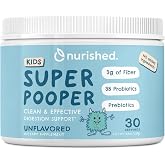 Nurished Super Pooper for Kids &amp; Toddlers - Improve Digestion - Constipation &amp; Stomach Discomfort - Fiber, Probiotics &amp; Prebiotics - Easy-to-Take Unflavored Powder - 30 Servings